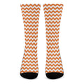 Orange And White Chevron Pattern Print Crew Socks