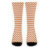 Orange And White Chevron Pattern Print Crew Socks