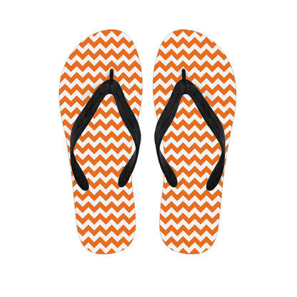 Orange And White Chevron Pattern Print Flip Flops