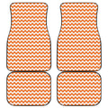 Orange And White Chevron Pattern Print Front and Back Car Floor Mats