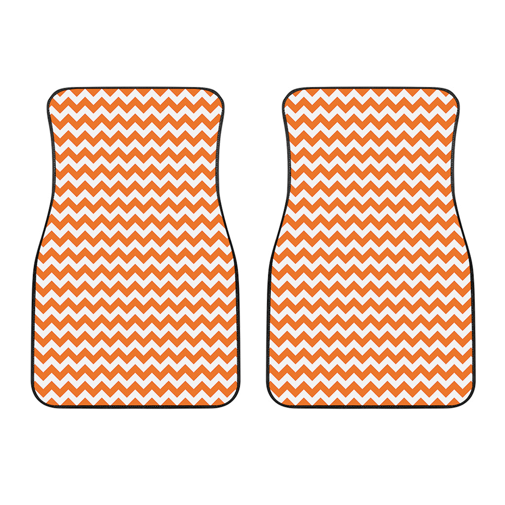 Orange And White Chevron Pattern Print Front Car Floor Mats
