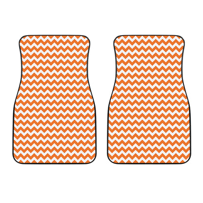 Orange And White Chevron Pattern Print Front Car Floor Mats