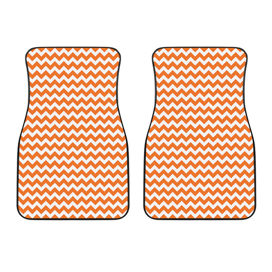 Orange And White Chevron Pattern Print Front Car Floor Mats