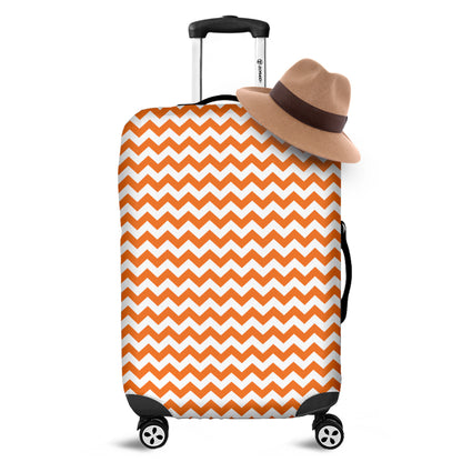 Orange And White Chevron Pattern Print Luggage Cover