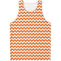 Orange And White Chevron Pattern Print Men's Tank Top