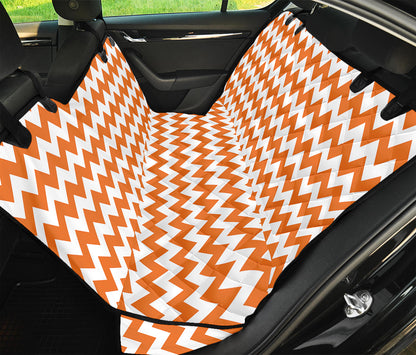 Orange And White Chevron Pattern Print Pet Car Back Seat Cover