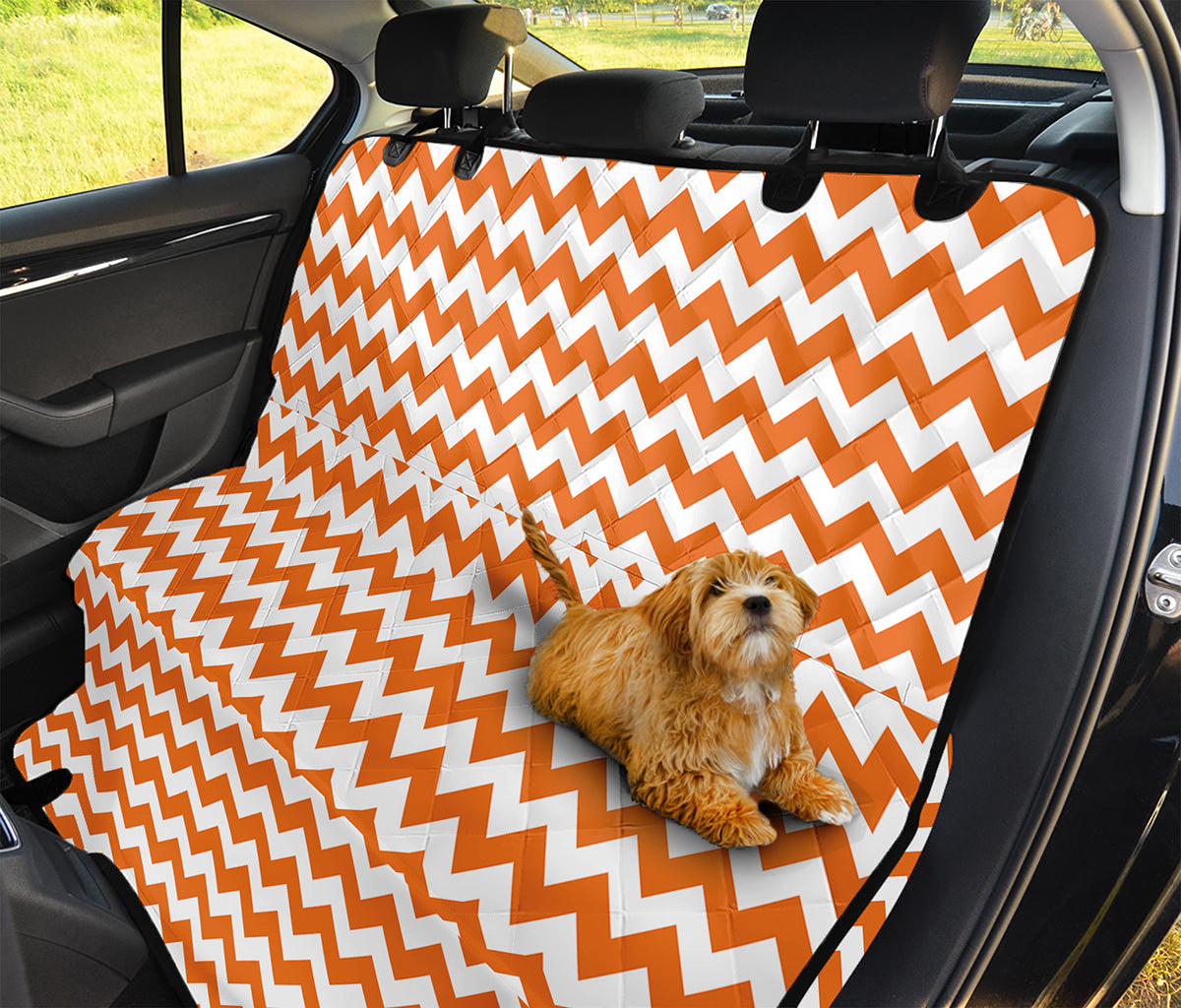 Orange And White Chevron Pattern Print Pet Car Back Seat Cover