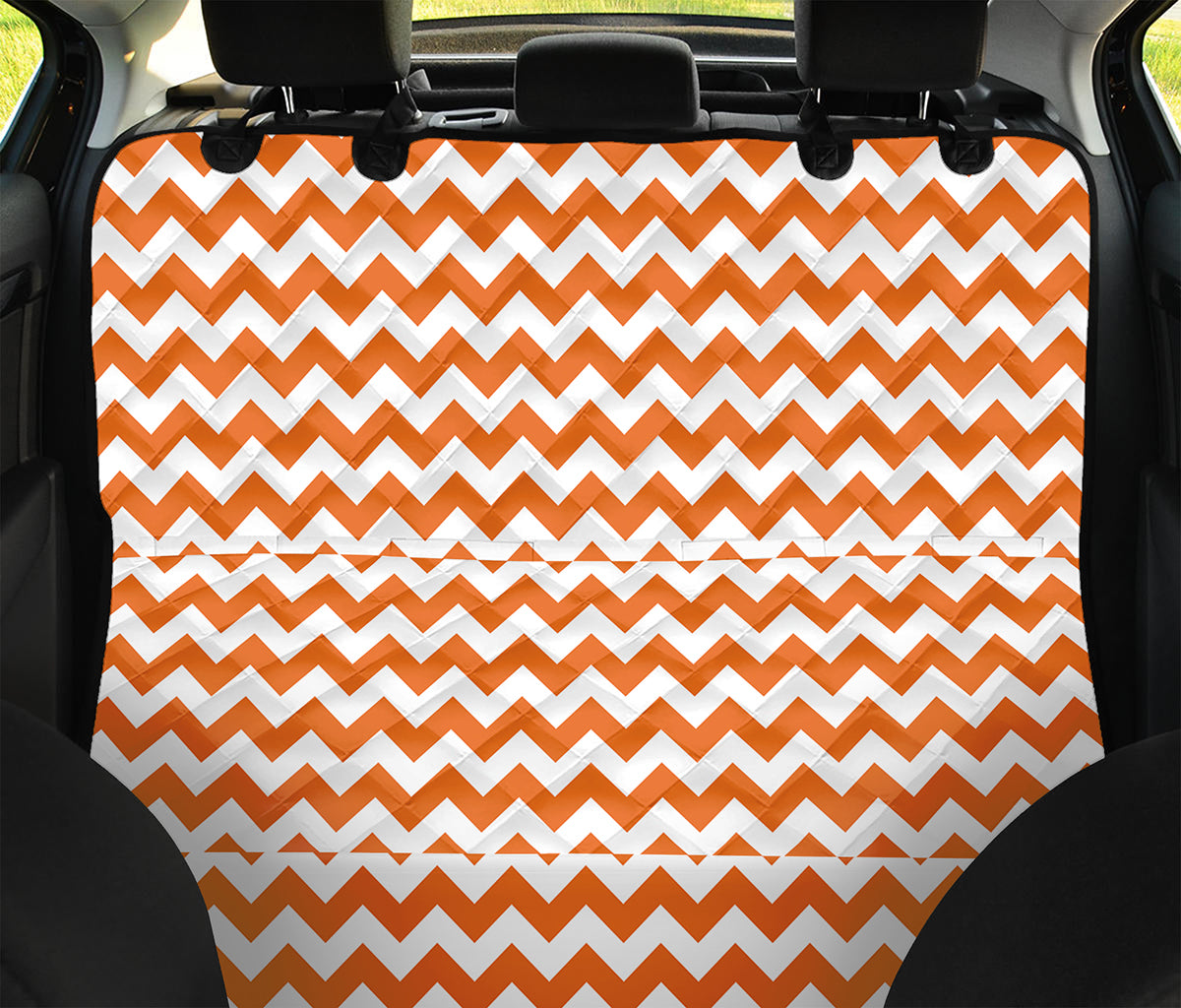 Orange And White Chevron Pattern Print Pet Car Back Seat Cover