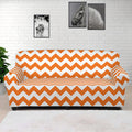 Orange And White Chevron Pattern Print Sofa Cover