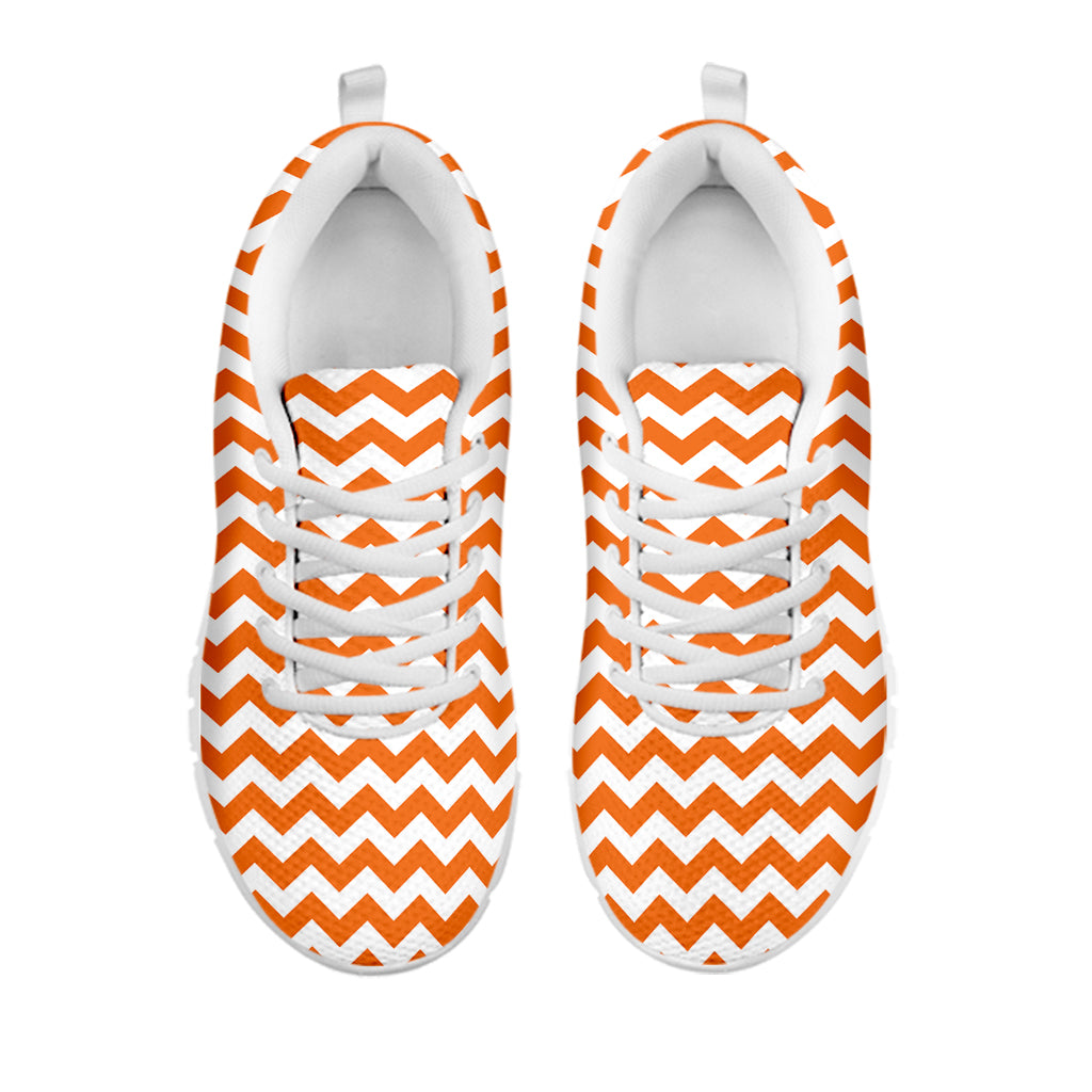 Orange And White Chevron Pattern Print White Sneakers