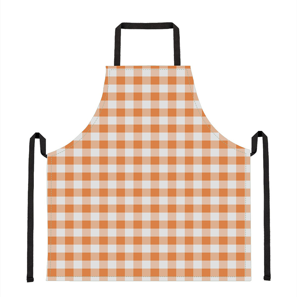 Orange And White Gingham Pattern Print Apron