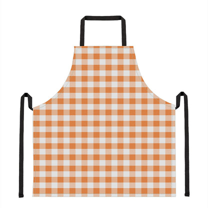 Orange And White Gingham Pattern Print Apron