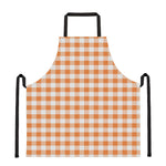 Orange And White Gingham Pattern Print Apron