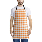 Orange And White Gingham Pattern Print Apron