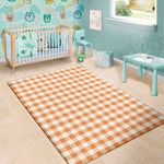 Orange And White Gingham Pattern Print Area Rug