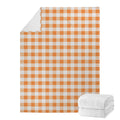 Orange And White Gingham Pattern Print Blanket