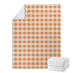 Orange And White Gingham Pattern Print Blanket