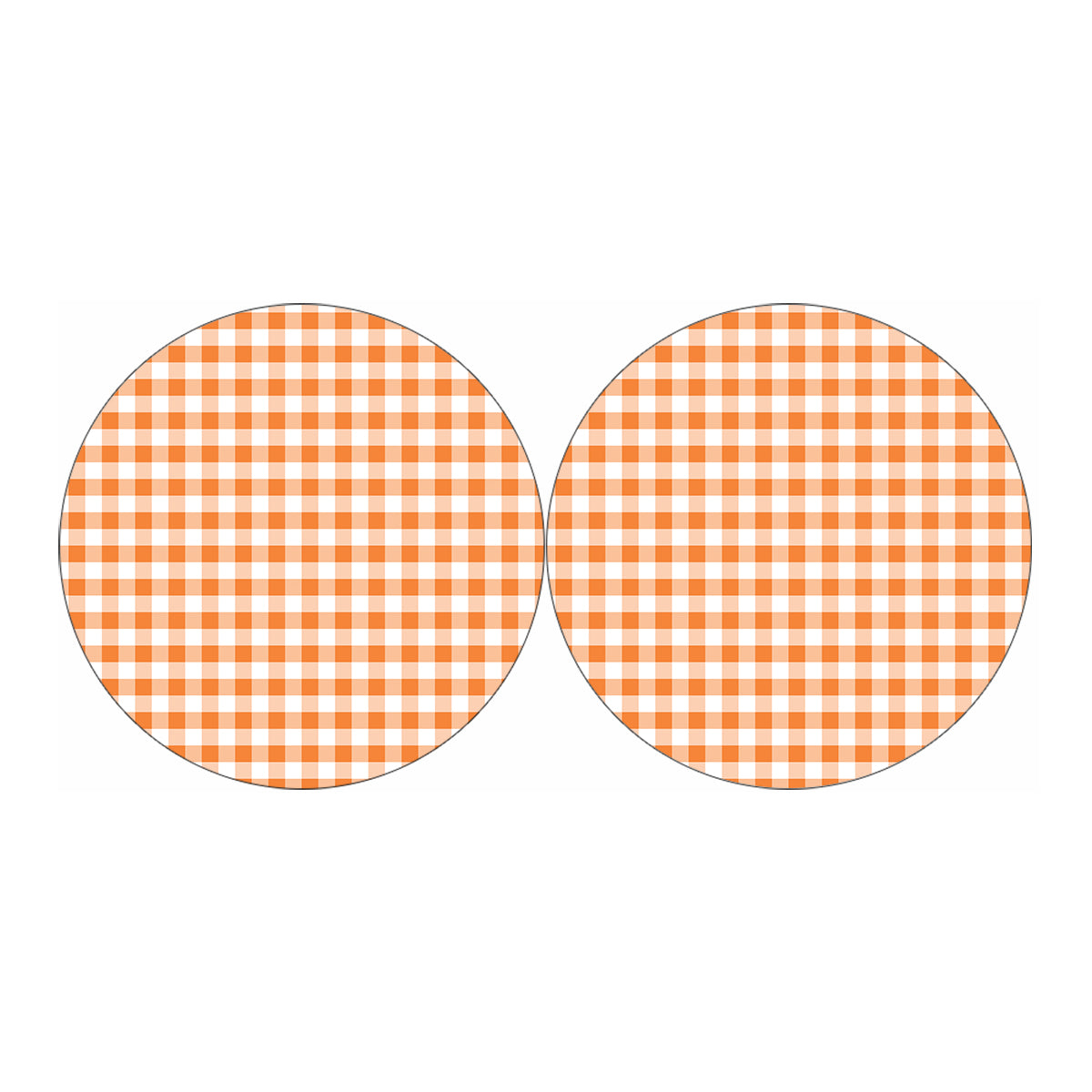 Orange And White Gingham Pattern Print Car Coasters