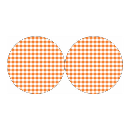 Orange And White Gingham Pattern Print Car Coasters