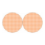 Orange And White Gingham Pattern Print Car Coasters