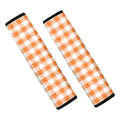 Orange And White Gingham Pattern Print Car Seat Belt Covers