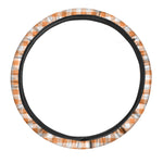Orange And White Gingham Pattern Print Car Steering Wheel Cover