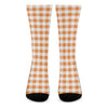 Orange And White Gingham Pattern Print Crew Socks