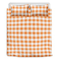 Orange And White Gingham Pattern Print Duvet Cover Bedding Set