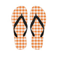 Orange And White Gingham Pattern Print Flip Flops