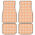 Orange And White Gingham Pattern Print Front and Back Car Floor Mats