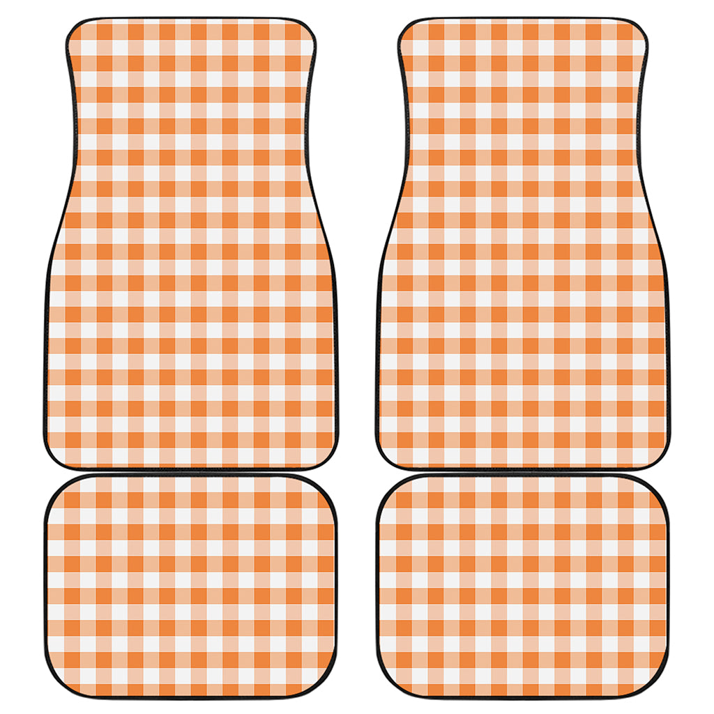 Orange And White Gingham Pattern Print Front and Back Car Floor Mats
