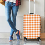 Orange And White Gingham Pattern Print Luggage Cover