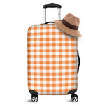 Orange And White Gingham Pattern Print Luggage Cover