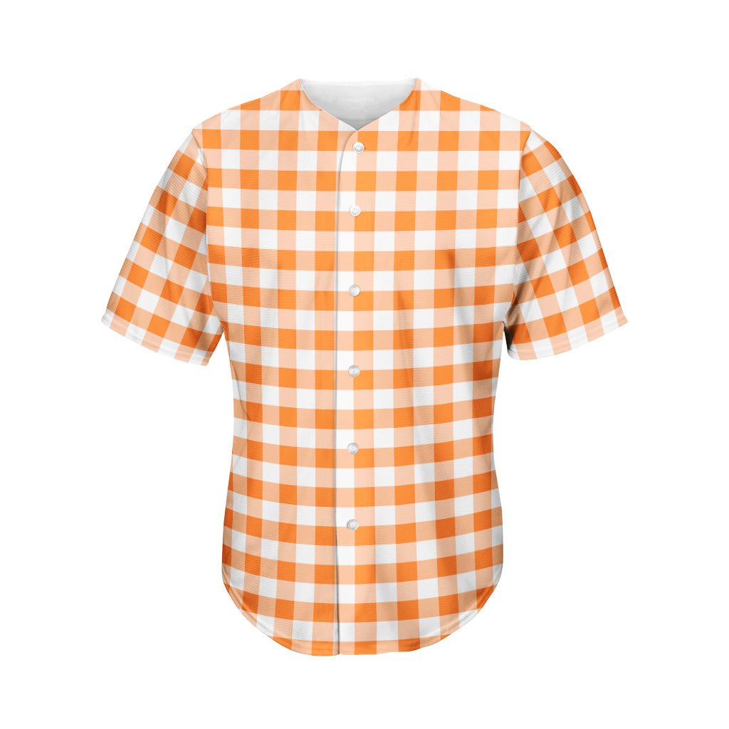 Orange And White Gingham Pattern Print Men's Baseball Jersey