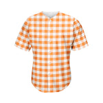 Orange And White Gingham Pattern Print Men's Baseball Jersey