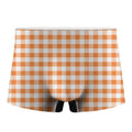 Orange And White Gingham Pattern Print Men's Boxer Briefs