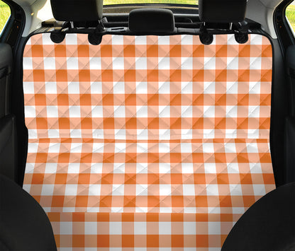 Orange And White Gingham Pattern Print Pet Car Back Seat Cover