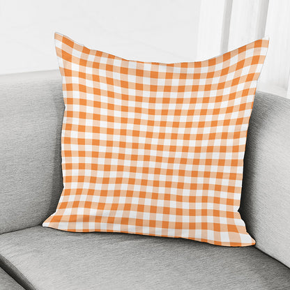 Orange And White Gingham Pattern Print Pillow Cover