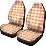 Orange And White Gingham Pattern Print Universal Fit Car Seat Covers