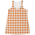 Orange And White Gingham Pattern Print Women's Racerback Tank Top