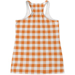 Orange And White Gingham Pattern Print Women's Racerback Tank Top