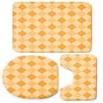 Orange Argyle Pattern Print 3 Piece Bath Mat Set