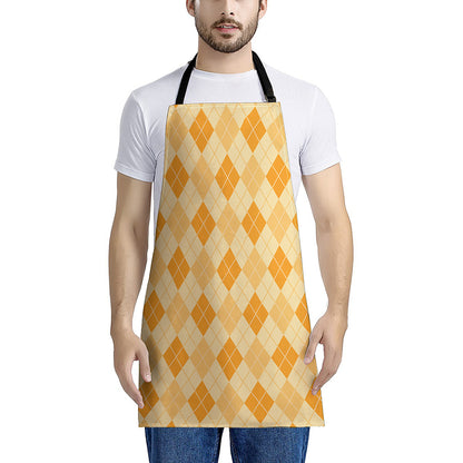 Orange Argyle Pattern Print Apron