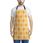 Orange Argyle Pattern Print Apron