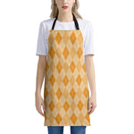 Orange Argyle Pattern Print Apron
