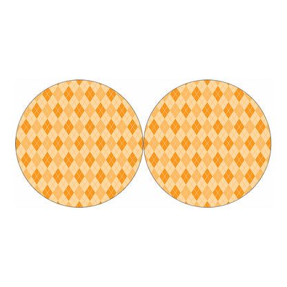 Orange Argyle Pattern Print Car Coasters
