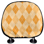 Orange Argyle Pattern Print Car Headrest Covers