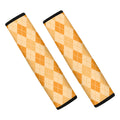 Orange Argyle Pattern Print Car Seat Belt Covers