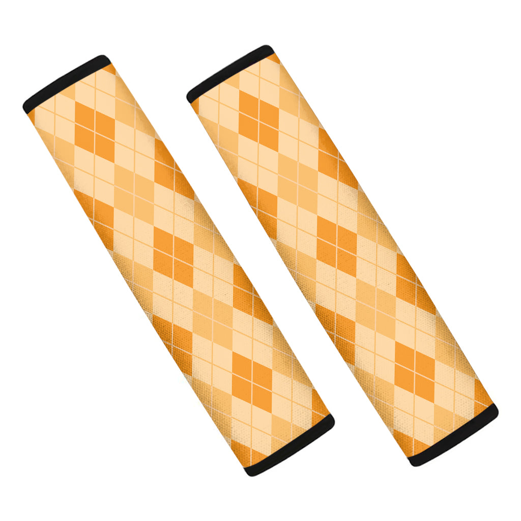 Orange Argyle Pattern Print Car Seat Belt Covers
