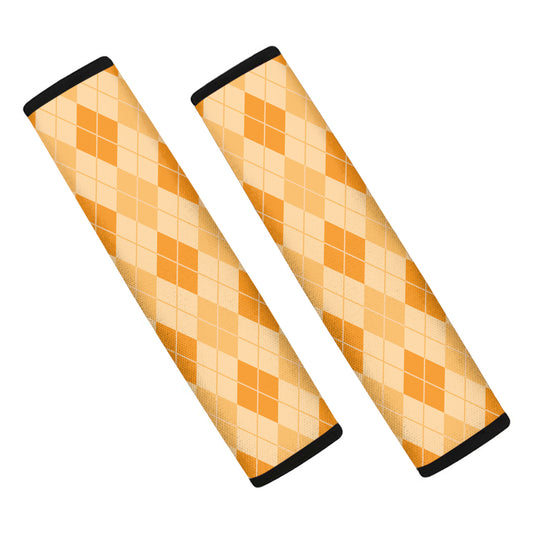 Orange Argyle Pattern Print Car Seat Belt Covers